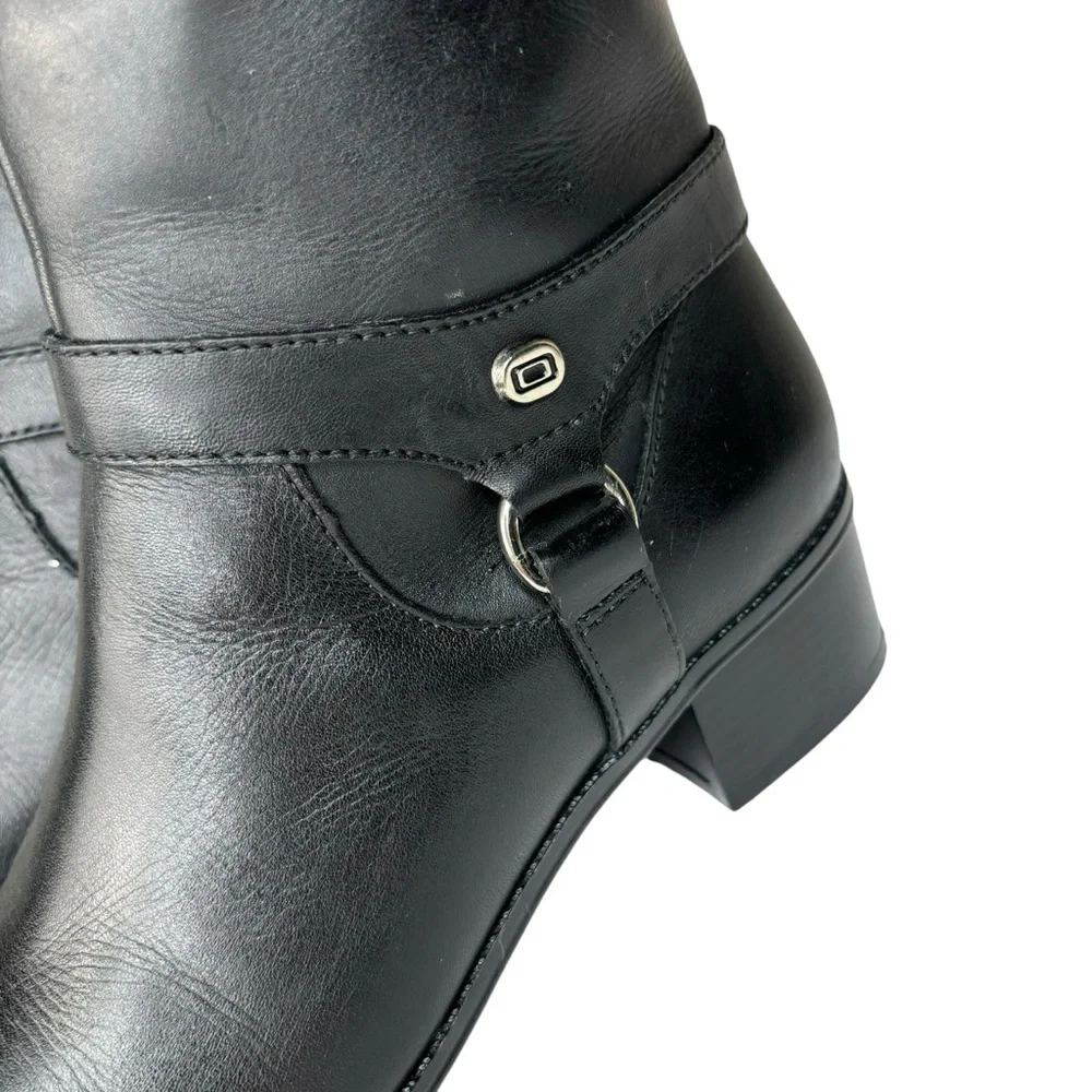 Black & Brown Leather Knee Boots Bandalino Zipper 2” Block Heels Worn Once Only